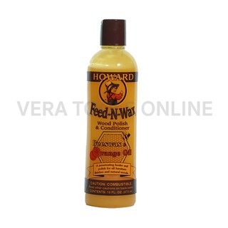 น้ำยาเคลือบเงาไม้ ปกป้องเนื้อไม้ไม่ให้เสื่อมสภาพ Howard Feed-N-Wax Wood Polish&amp;Conditioner16oz