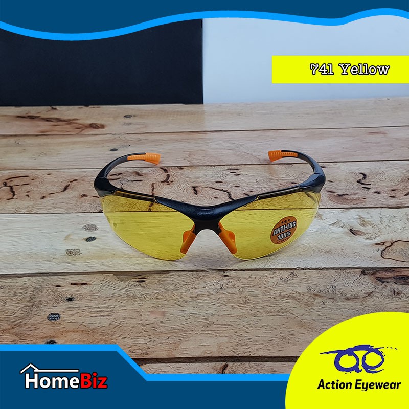 Action Eyewear รุ่น 741 Yellow แว่นตานิรภัย, กันUV, ใส่เที่ยว ใส่ออกกำลังกาย