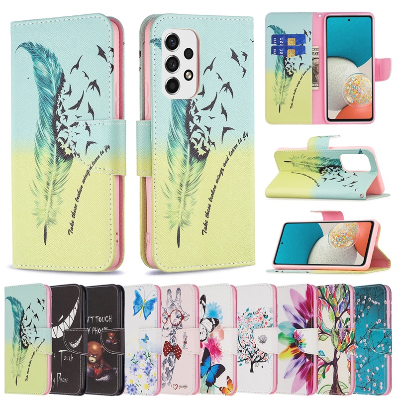 เคสโทรศัพท์หนัง ฝาพับ พร้อมช่องใส่บัตร สําหรับ Samsung Galaxy A13 A05 A05S A54 A34