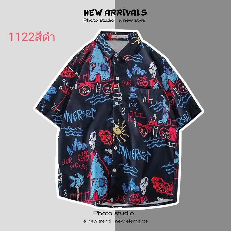 ToTa_#พร้อมส่ง# เสื้อเชิ้ต เสื้อเชิ้ตฮาวายชาย&หญิง ผ้าบางใส่สบาย