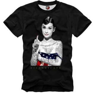 TSHIRTฝ้ายเสื้อยืดลำลองราคาต่ำสุด!!เสื้อยืดลําลอง แขนสั้น พิมพ์ลาย Audrey Hepburn Tattoo Inked Tinte Marilyn Monroe Moti