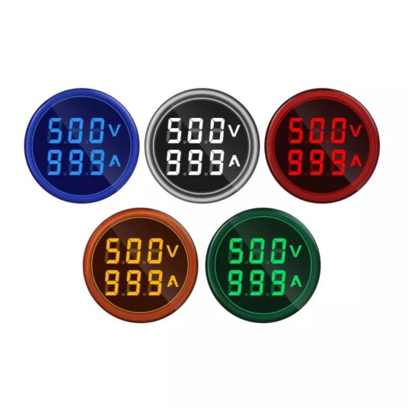 2 in 1 NIN VoIt Amp Meter หลอดไฟหน้าตู้ AC60-500V, 22มิล 🇹🇭 (สินค้าพร้อมจัดส่งทันที)