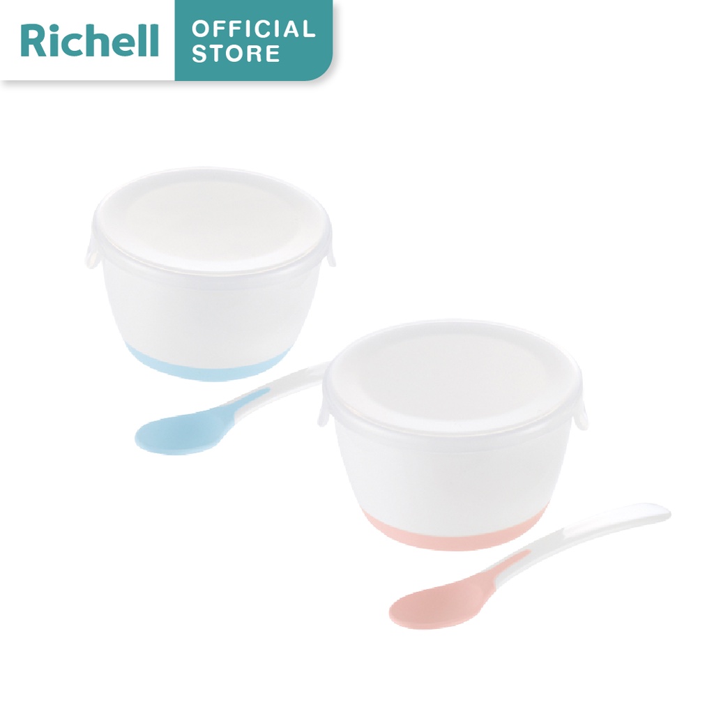 Best Seller!! Richell(ริเชล) ชุดชามป้อนอาหารเด็กพร้อมช้อนปลายนิ่ม เหมาะสำหรับเด็กวัย 4 เดือน+ (1แพ็คมี 2 ชุด)