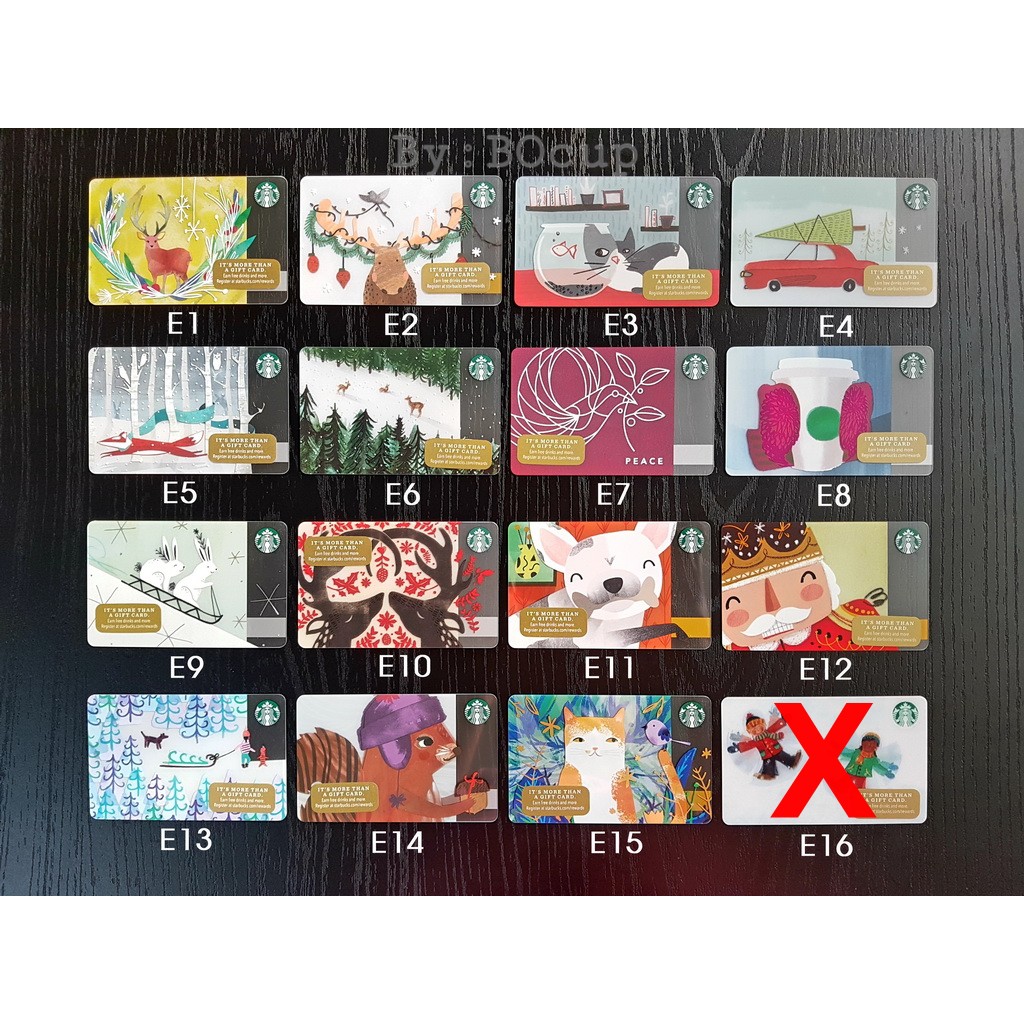 Set E การ์ดสตาร์บัคส์ จากอเมริกา 2016-2017 (Starbucks Card from USA Set E : Mix)