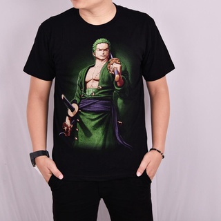 เสื้อยืดผ้าฝ้ายพิมพ์ลายขายดี เสื้อยืด พิมพ์ลายการ์ตูนอนิเมะ zoro One Peace full caton