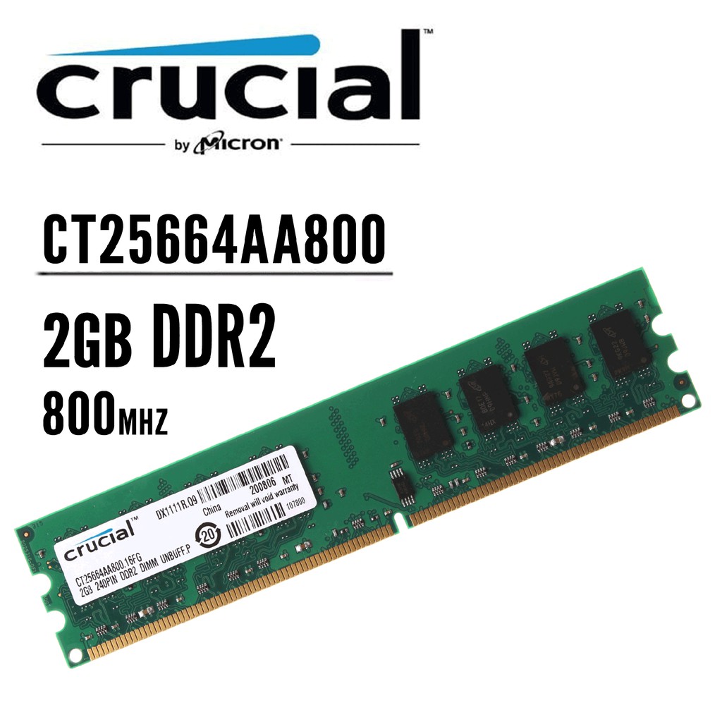 แรมพีซี 2GB DDR2 2Rx8 800MHz PC2-6400U Ram PC U-DIMM Desktop memory สภาพเยี่ยม!!