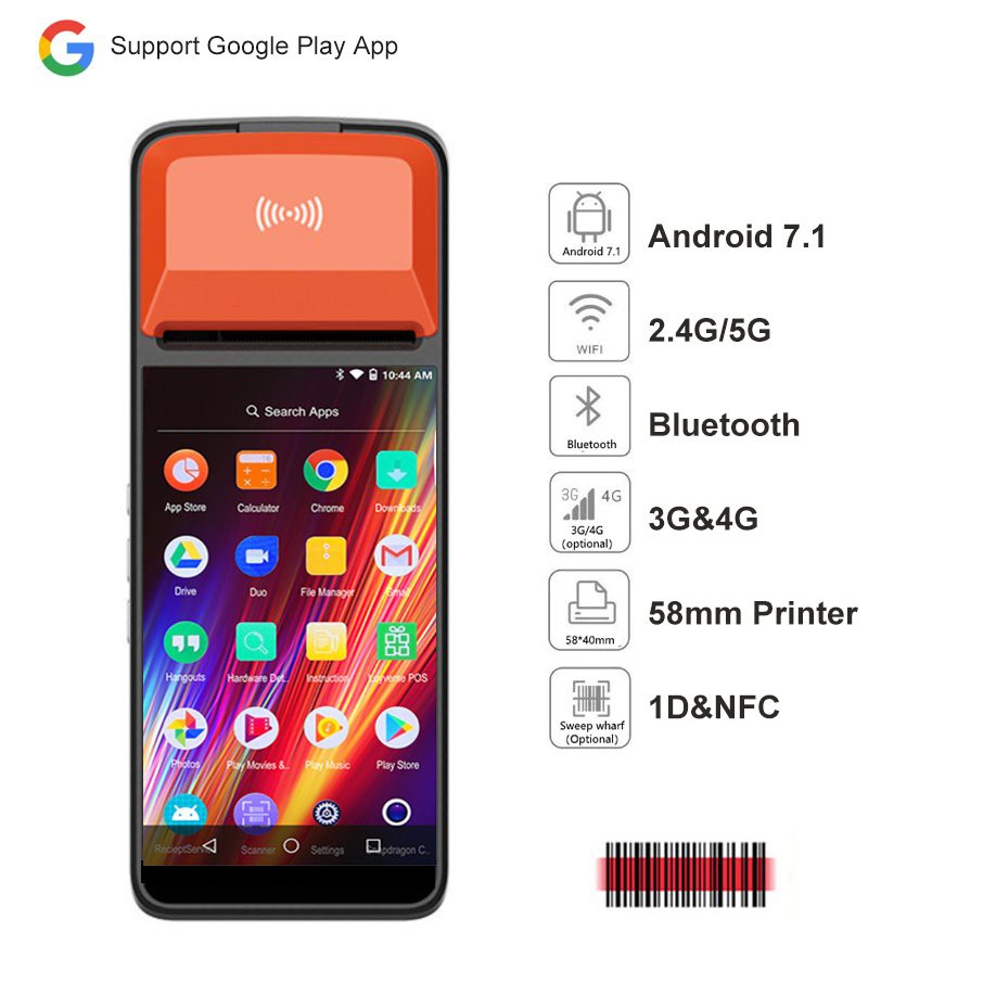 PDA Android 7.1 Bluetooth Thermal Receipt Printer 58mm 4G WiFi Mobile ...