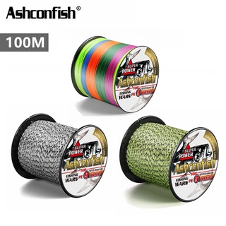 Ashconfish สายเอ็นตกปลา PE แบบถัก 100 ม. 9 เส้น หลากสี สีดํา ขาว เหลือง