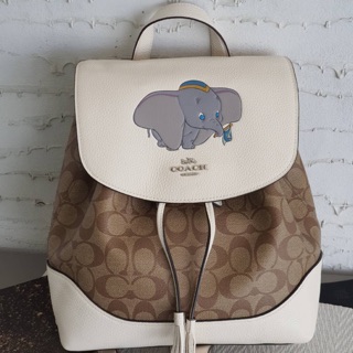 DISNEY X COACH ELLE BACKPACK IN SIGNATURE CANVAS WITH DUMBO (COACH 91121) SV/CHALK KHAKI MULTI