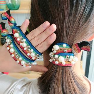 South Korea East Gate bow leopard nail bead hair band rubber band tie hair rainbow headband cloth pearl hair rope