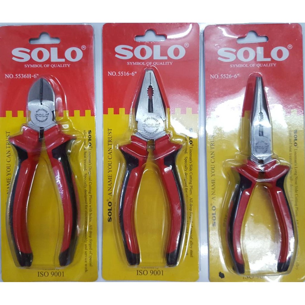 คีมช่าง​ SOLO 3 แบบ คีม คีมตัดสายไฟ คีมสายไฟ ตัดสายไฟ คีมปากจิ้งจก คีมปากจระเข้ คีมอเนกประสงค์ SOLO 6 นิ้ว คีมตัด 1ชิ้น