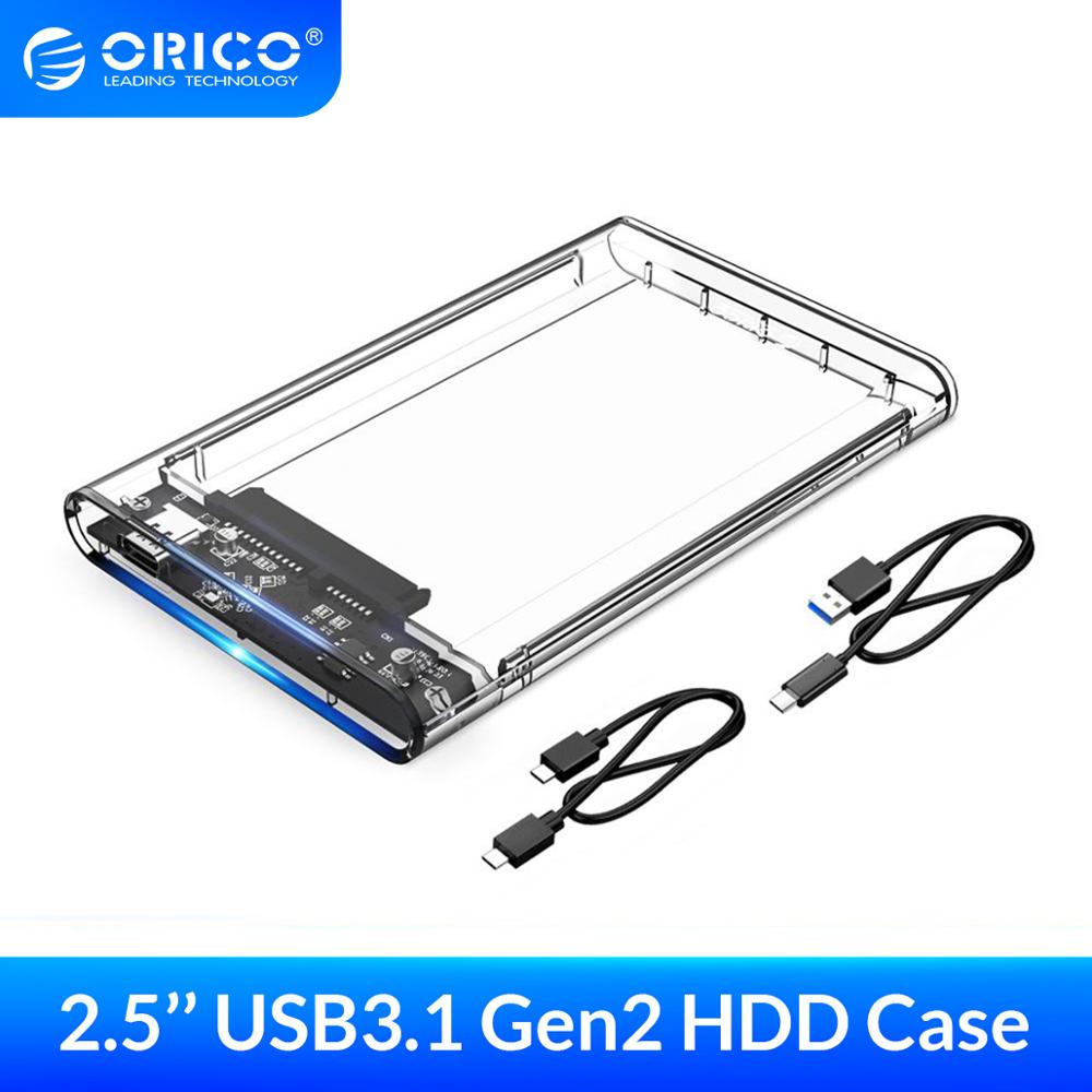 ORICO 2.5 นิ้ว HDD Case SATA to USB 3.1 Gen2 10Gbps Type C Hard Disk Drive ภายนอก HDD Enclosure โปร่งใสเครื่องมือฟรี 4TB(2139C3-G2)
