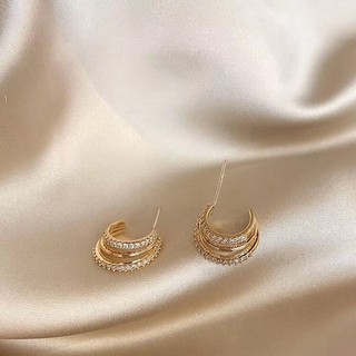 Lalaling - Rhinestone Hoop Earrings