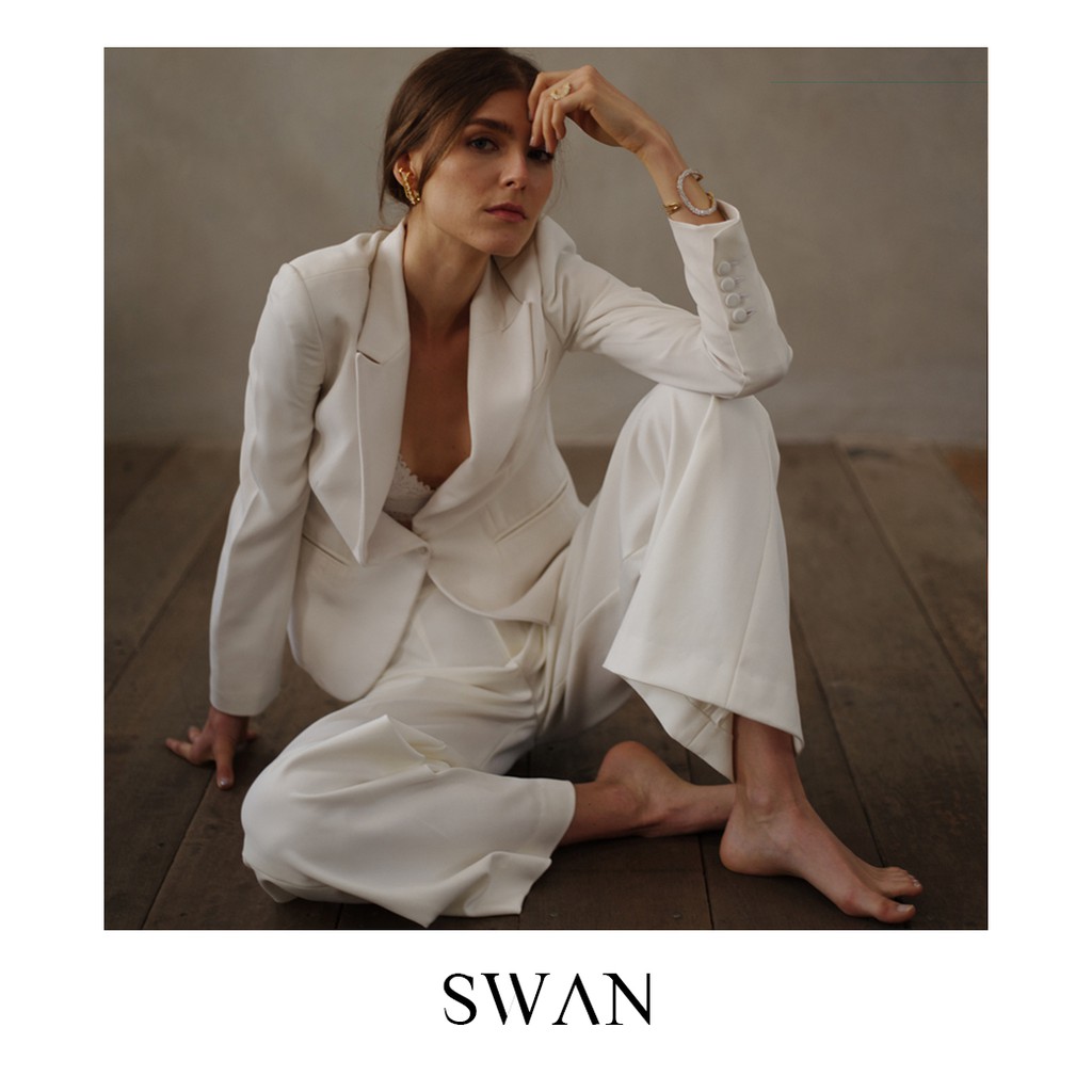 Swan حلق Olivia فضة حقيقية بالزركون — ذهبي — صورة 4