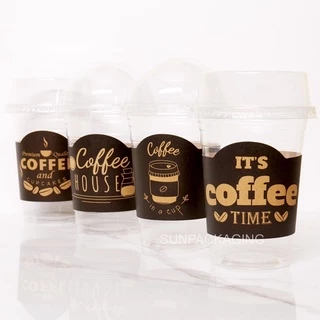 ปลอกสวมแก้วกาแฟ พิมพ์ลายดำ(200ใบ/แพค)
