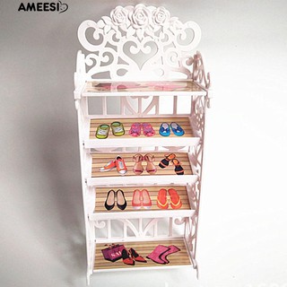 Ameesi ชั้นวางรองเท้าตุ๊กตา สำหรับบ้านตุ๊กตาของเล่น