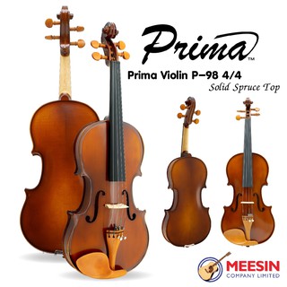 Prima Violin รุ่น P-98 ขนาด 4/4 ไม้หน้าสปรูซแท้ ไม้หลังและข้างเมเปิลแท้ ***มาพร้อมกล่องผ้าบุกันกระแทก หย่อง สาย คันชัก แ