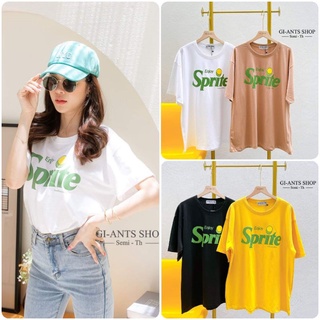 🔥พร้อมจัดส่ง🔥ป้าย GI-ANTS เสื้อยืดคอกลม oversize cotton สกรีนSprite