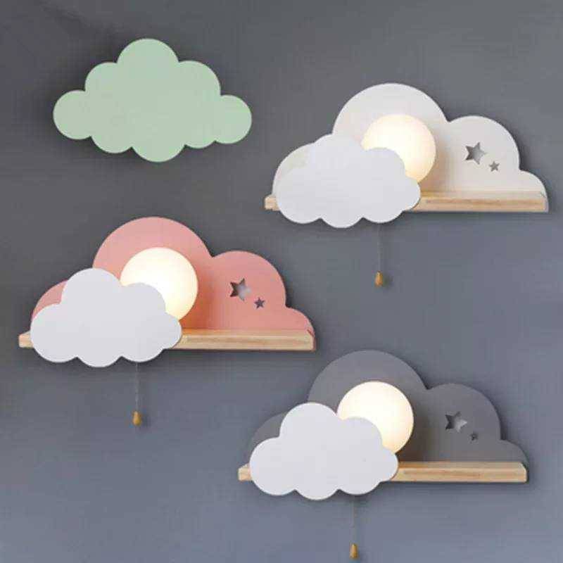 ก้อนเมฆลอย โคมไฟติดผนังสำหรับห้องนอนเด็กการ์ตูน ห้องนอนโคมไฟติดผนัง ก้อนเมฆลอย