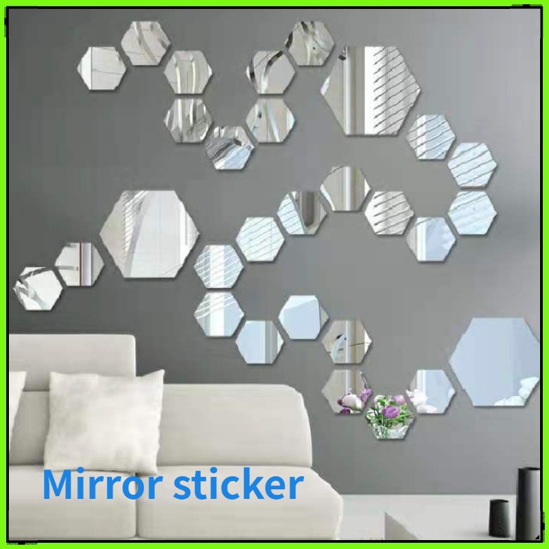 กระจกเงา กระจกบานเล็ก ทันสมัย สร้างสรรค์ ทรงเรขาคณิต หกเหลี่ยม แบบติดผนัง mirror