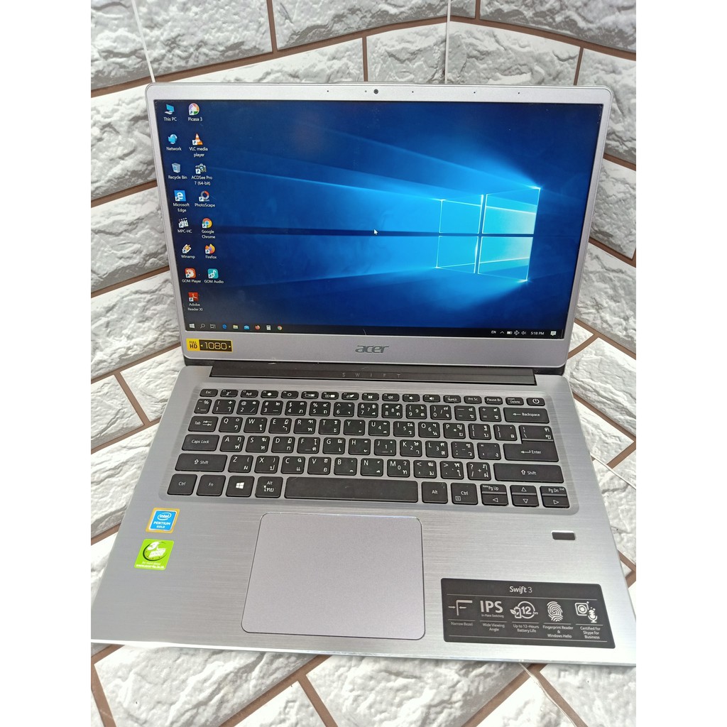 โน๊ตบุค acer notebook intel 2.3ghz ram ddr4 4gb ssd m.2 250gb สภาพสวยจัด มีประกัน 06/2021
