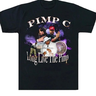 ผ้าฝ้ายคอกลมเสื้อยืด ลายแมงมุม C Long Live The Pimp สไตล์วินเทจ สีดําfrom S-4XL