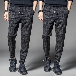 TS MEN กางเกงขายาวลำลอง กางเกงผู้ชาย แฟชั่นสำหรับผู้ชาย (สีดำ)รุ่น L0007