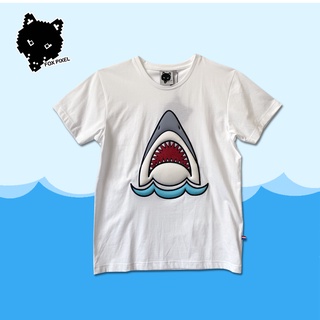 FOXPIXEL , เสื้อยืด ปักลาย ฉลาม เสื้อ ลาย คาเรกเตอร์ สัตว์, ฟอกซ์พิกเซล, SHARK EMBROIDERY ON PAD T-SHIRT