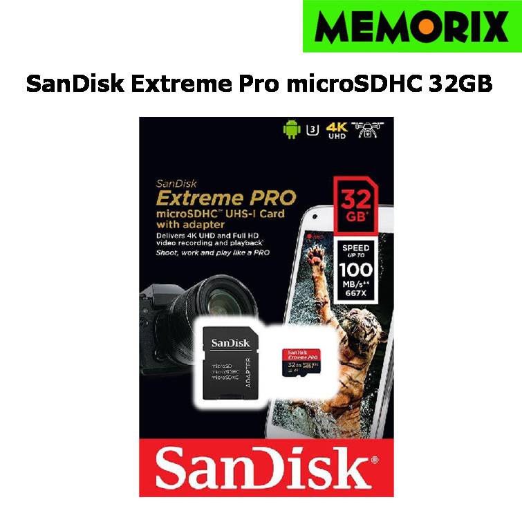 SanDisk Micro SDHC Extreme Pro 32GB อ่าน 100MB/s เขียน 90MB/s