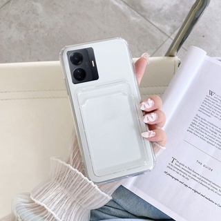 เคสโทรศัพท์มือถือแบบใส พร้อมช่องใส่บัตร และเหรียญ สําหรับ Vivo Y77 Y75 Y55 5G Y77 5G 2022