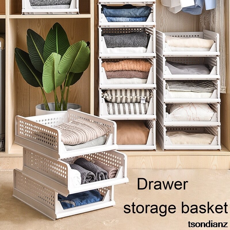 Foldable Detachable Clothes Organizer, Stackable Closet Shelves
