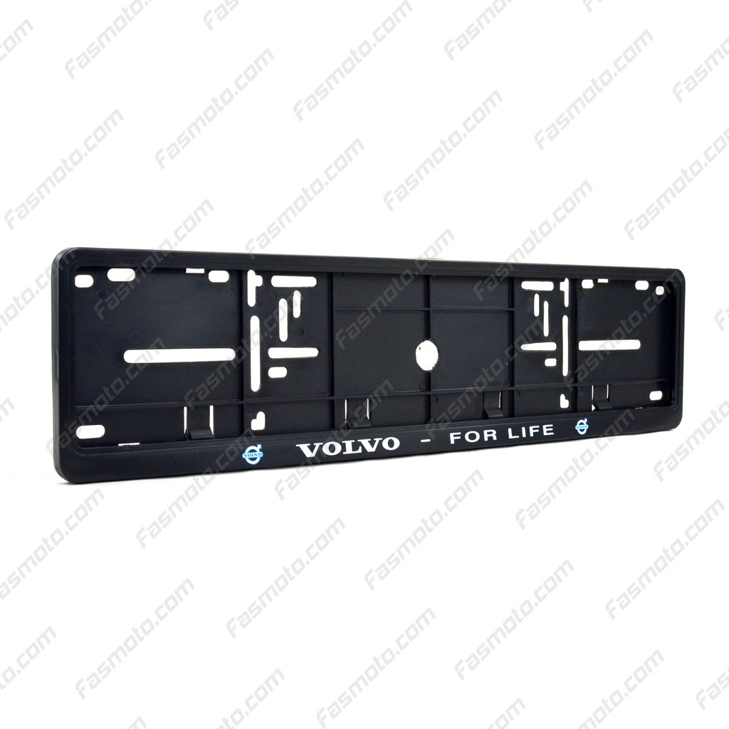 Volvo For Life Single Row 530mm กรอบป้ายทะเบียนรถยนต์ (สีดํา)