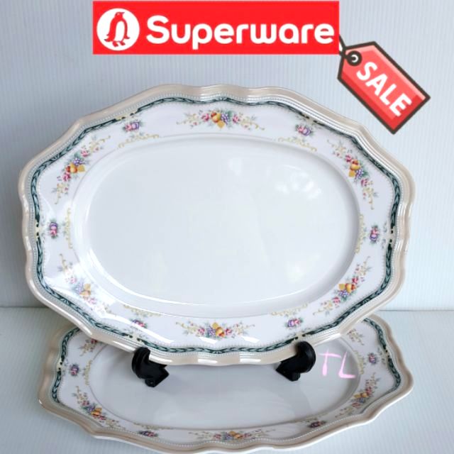 ซุปเปอร์แวร์ จานเปล10.5″=2ชิ้น(ไม่มีกล่อง) ลายการ์เด็น ฮิลซุปเปอรแวร์เกรดA ตรานกเพนกวิน เมลามีน100%