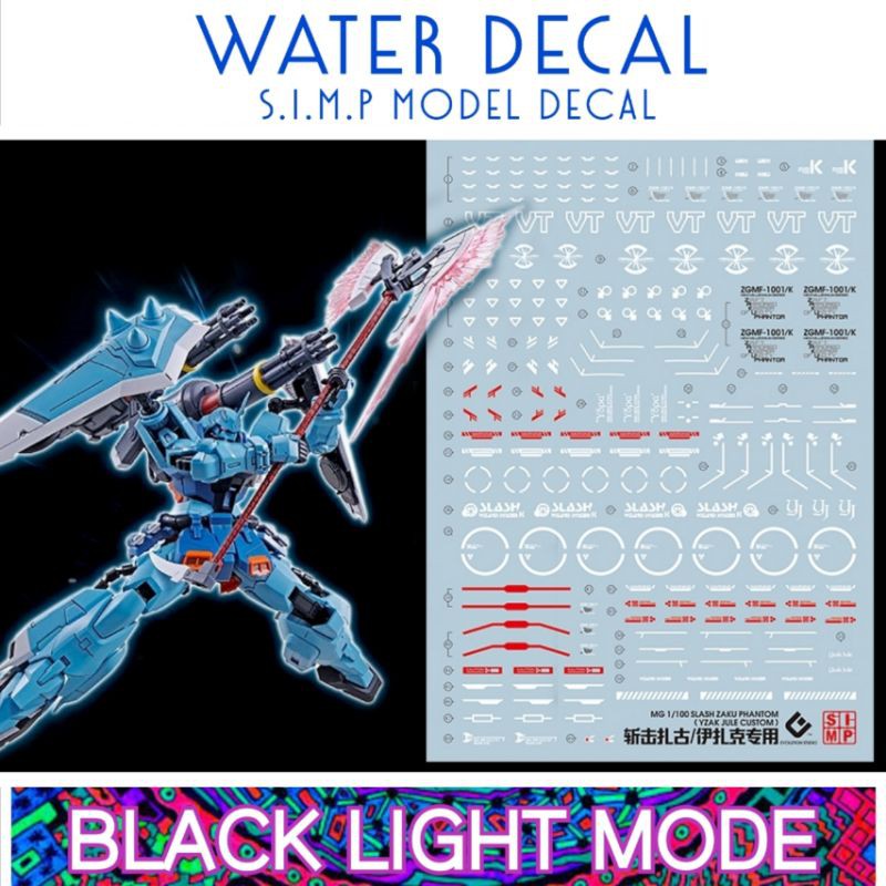 Water​ Decal MG 1/100 Slash Zaku Phantom -Yzak Joule's ยี่ห่อ S.I.M.P. Model Decal