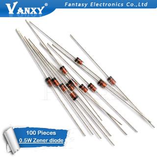 100pcs 0.5W Zener diode 500MW DO-35 1/2W BZX55C 11V 12V 13V 15V 16V 18V 20V 22V 24V 27V 30V 33V 36V 39V 43V 47V