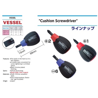 VESSEL Japan ไขควงเล็ก ไขควงสั้น ไขควงจิ๋ว ไขควง mini screwdriver ไขควงญี่ปุ่น รุ่น 720 จำนวน 1 ชิ้น