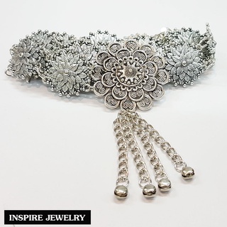 Inspire Jewelry ,เข็มขัดเทียมเงิน รมดำ สวยงาม สำหรับชุดไทย          .