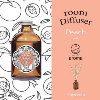 กลิ่น พีช Peach 100 ML ก้านไม้หอม น้ำหอมปรับอากาศ อโรม่า Hug Aroma Reed Diffuser  ภายในบ้าน Peach 100 ML