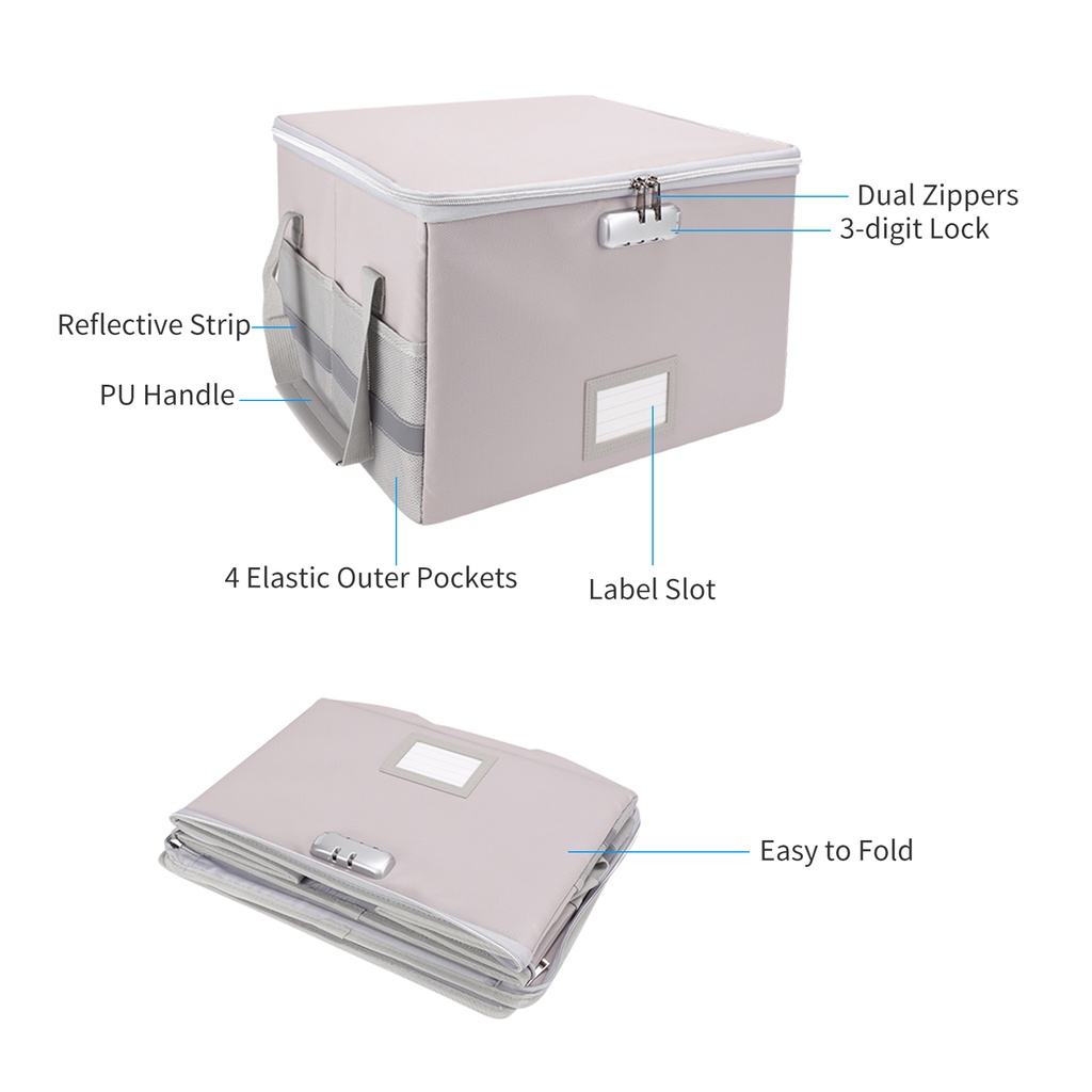 Fireproof document bag fireproof waterproof storage box with lock