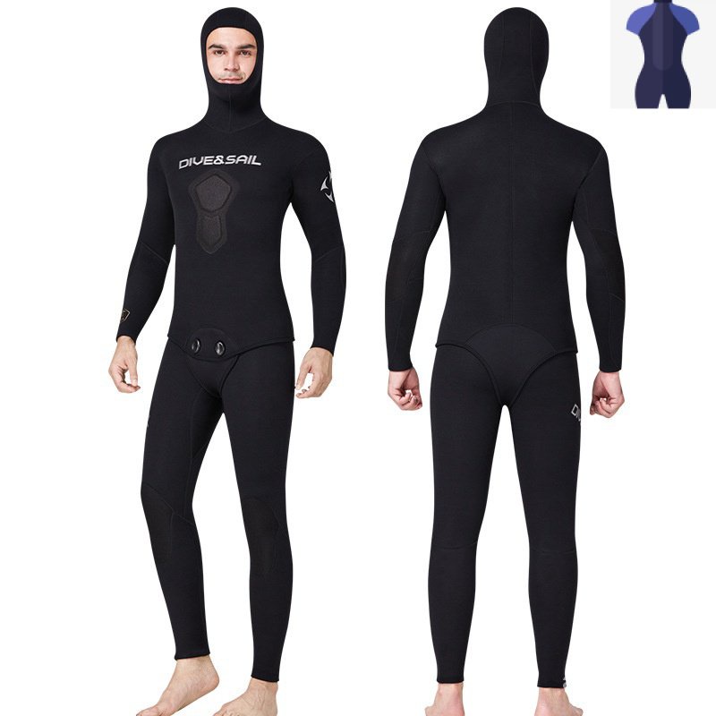 Dive&Sail 1.5 มม. Neoprene Wetsuit ชุดดําน้ําสองชิ้นสําหรับดําน้ําชมปะการังสองชิ้น NBLB