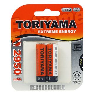 Toriyama rechargable battery ถ่านชาร์จ AA 2950 mah 2ก้อน