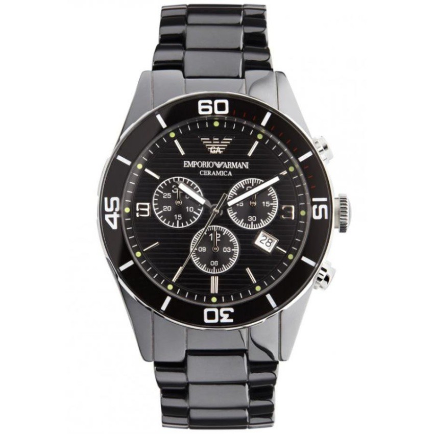 Emporio Armani Men's AR1421 Black Ceramic Quartz Watch with BlackDial