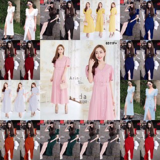 เดรสแซกตัวยาว มาพร้อมเข็มขัด TT6511 long dress come with belt