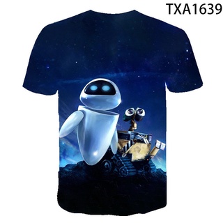 เสื้อยืดแขนสั้นลําลอง พิมพ์ลายการ์ตูน WALL·E 3 มิติ แฟชั่นฤดูร้อน สําหรับเด็กผู้ชาย และเด็กผู้หญิง