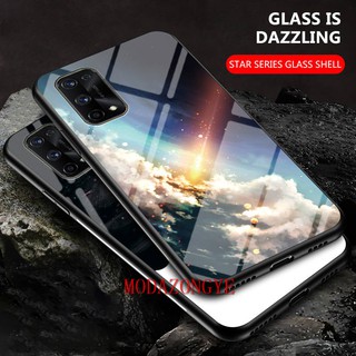 กรณี Realme X7 Pro 5G ฝาครอบกรณี Gradient Starry Glass Casing Realme X7 Pro 5G X7Pro เคสโทรศัพท์ Back Cover