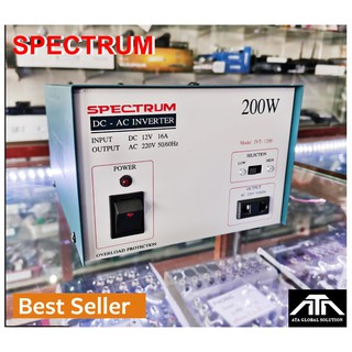 หม้อแปลง Spectrum Inverter อินเวอร์เตอร์ หม้อแปลงไฟ DC 12V เป็น 200 โวลต์ 200 วัตต์