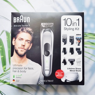 (Braun®) All-in-one Trimmer 7 Styling Kit 10-in-1 With Gillette Fusion5 ProGlide Razor Model MGK7221 เครื่องโกนหนวด