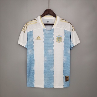 เสื้อกีฬาแขนสั้น ลายทีมชาติฟุตบอล Argentina สีฟ้า คุณภาพดี 2021