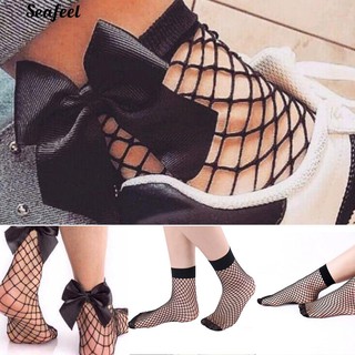 หญิงสาว Ruffle Fishnet ข้อเท้าถุงเท้าสูงลูกไม้ตาข่ายถุงเท้าสุทธิปลา