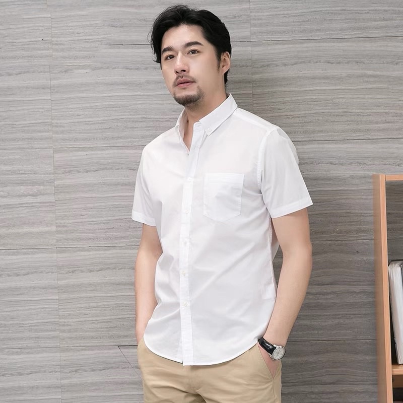 เสื้อเชิ้ตผู้ชาย แขนสั้น OXFORD ลายทาง ริ้ว - RALPH T OFFICIAL เสื้อเชิ้ตแขนสั้น